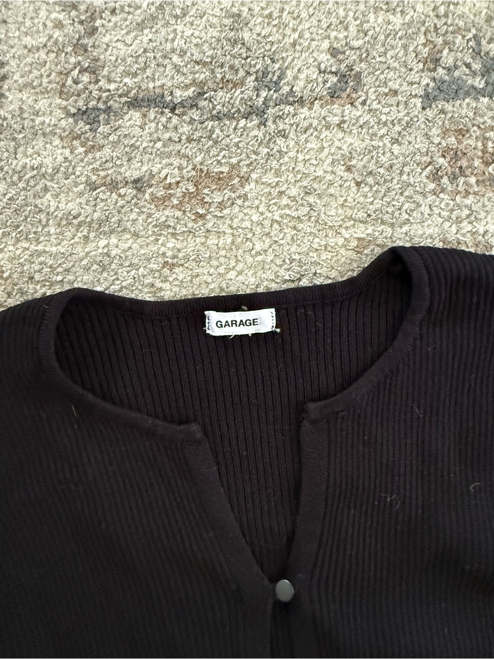 Garage Black Ribbed Button-Front Cardigan - Picture 3 of 5